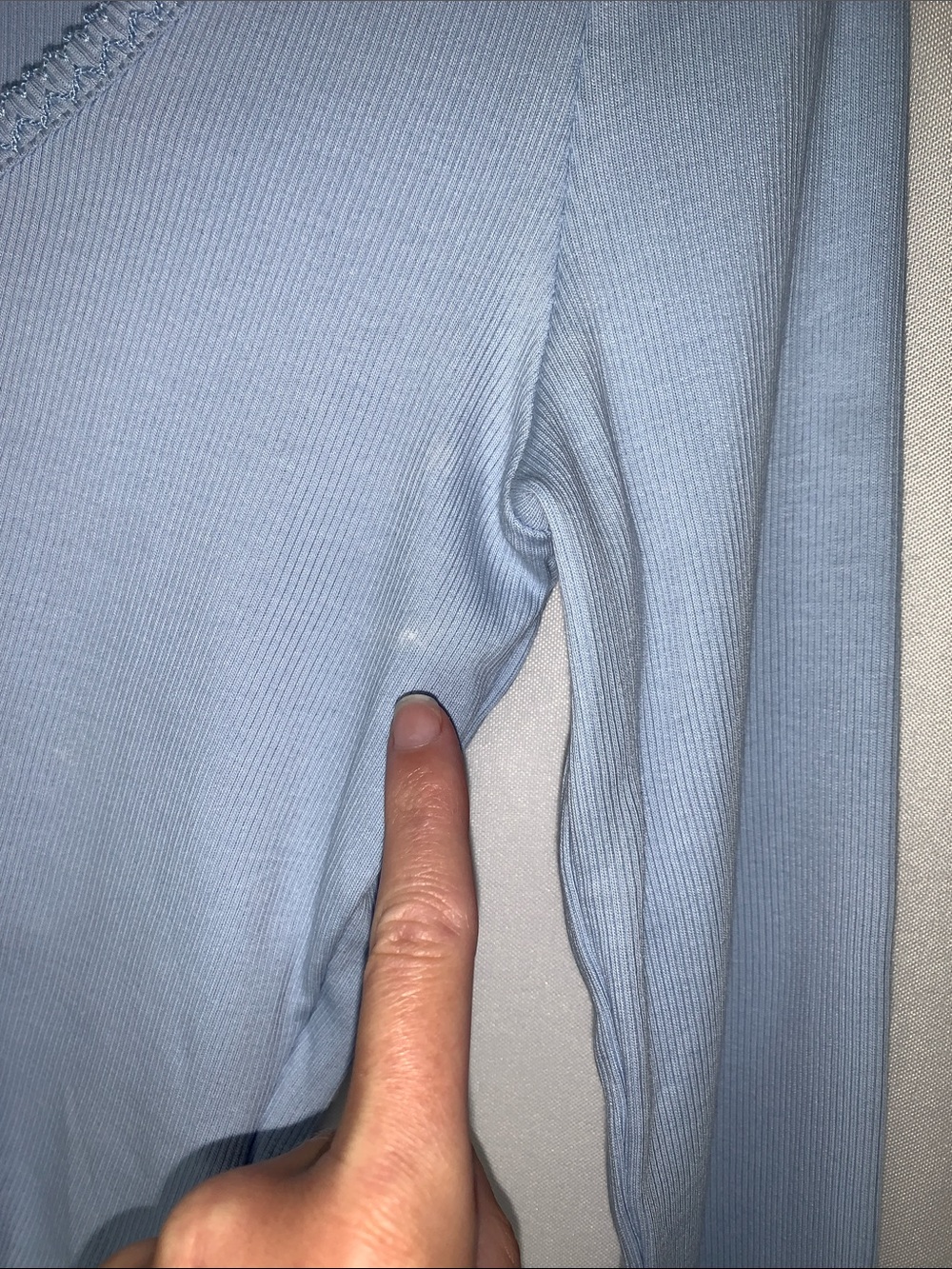 NWT H&M Ruched Front Ribbed Top in Blue - Picture 7 of 7